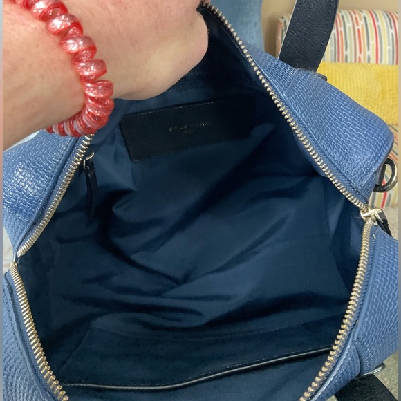 COLE HAAN Vintage Blue Satchel/Crossbody Black Trim,Gold Hardware. EUC! - Picture 9 of 14